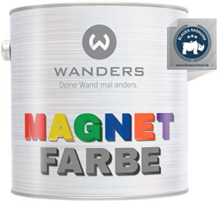 Wanders24 Magnetfarbe (2,5 Liter, Dunkelgrau) haftstarke Magnetfarbe grau - Magnet Wandfarbe wasserbasiert - Magnetische Farbe - Magnet Tafel - Made in Germany
