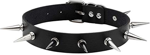Manfnee Leder Choker Punk Goth Rock Spike Niet Studded Choker Kragen Halskette Frauen Männer Schwarz