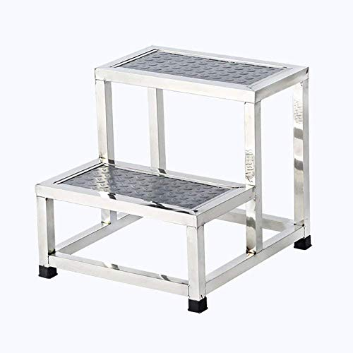 GJSN Scale ， Scala Telescopica, Lista Di Controllo Ospedaliera Sgabello con Gradini a Doppio Strato Clinica Domestica Scala a 3 Gradini Scale Piccole in Acciaio Inossidabile,40 * 45 * 40 cm,40 * 45 *