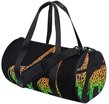 Rootti Sport-Turnbeutel mit Giraffen-Motiv, Reißverschluss, Reisetasche, eine Schulter, Sporttasche, Tragetasche, Yoga-Tasche, wasserdichte Reisetasche für Männer, Frauen, Kinder, Erwachsene