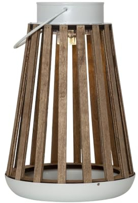 Star Trading Solar Lantern Catania – Star Trading Solar Laterne aus Holz & Metall, 20 lm LED Warmweiß, Dämmerungssensor, Outdoor Garten Laterne, Akku inklusive, 28 cm Beige
