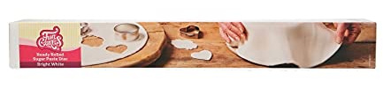 FunCakes Disco Pasta di Zucchero Stesa Bright White: delizioso sapore di vaniglia, già arrotolato, Halal, Kosher e Senza Glutine. 36 cm tondo e 3 mm di spessore. 430 gr.