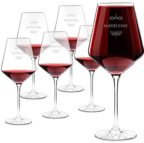 Maverton Set de 6 Verres à Vin en Cristal pour elle - Verre gravé 490 ml - 6 Verres Personnalisés à Vin - Cadeau d’anniversaire pour chaque Femme - Cadeau personnalisé Femme - Elle