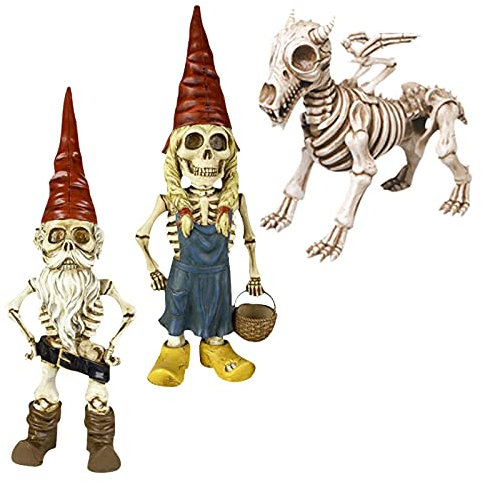 Jatour Zombie- Gartenzwerg Statue, Ornamente Schädel Garten Harz Ornament Hund Skelett Statue Garten Statue Hof Kunst Home Decor Regal Dekoration