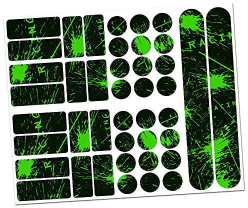 Finest Folia 34 piezas de protección para cuadro de bicicleta MTB BMX cadena película protectora R159 R160 (01 Racing Neon Verde)