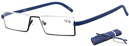MAGIMODAC Blaulichfilter Lesebrille mit Ultraleichtem TR90 Rahmen Damen Herren Computer Lesehilfe Halbbrille Halbrand Halbrahmen Sehhilfe mit Brillenetui (Blau, 4.00)