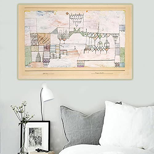 Yangld Leinwandbilder Paul Klee《Großer Saal für Sänger》Leinwand Ölgemälde Ästhetisches Kunstwerk Bild Wand Zuhause Wohnzimmer Dekor 60x80cm Rahmenlos