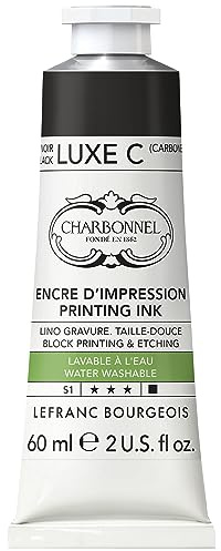 Lefranc Bourgeois 301508 Charbonnel - Vernice per stampa in rame lavabile in acqua, eccellente resistenza alla luce, vegano, 100% privo di solventi, tubetto da 60 ml, nero Luxe C
