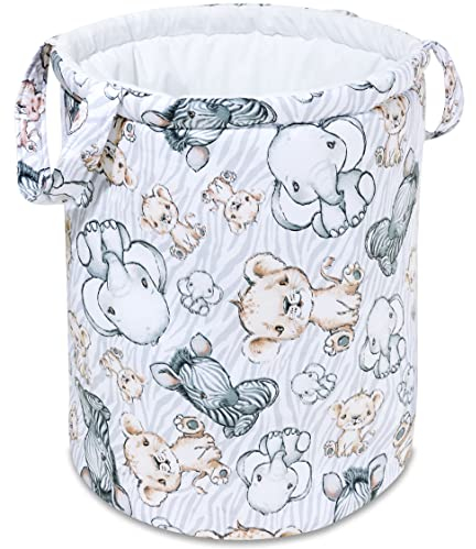 Pepi Aufbewahrungskorb Kinder 50x40 cm - Aufbewahrung Kinderzimmer Korb - Spielzeug Aufbewahrung Korb für Spielzeug aus 100% Baumwolle - Aufbewahrung Kinderzimmer - Aufbewahrungskorb Decken Safari