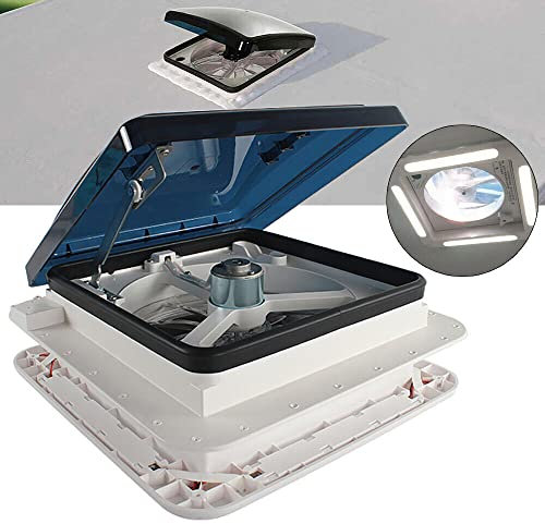 Caravan Shower Roof Hatch 12V Led Light Vent Exhaust Fan for Rv,Bidirectional Air Extraction,Stable and Quieter,Caravan Roof Vent Fan