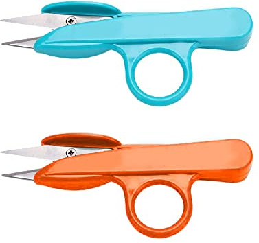 2 Pcs Thread Nippers Mini Cross Stitch Sewing Scissors Craft Clipper High Carbon Steel Sewing Scissors Mini Thread Cutter Great for Trimming Threads Stitch DIY Supplies and Embroidery Random Color