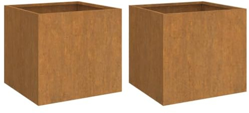 vidaXL Jardineras 2 Unidades Acero corten 42x40x39 cm, Maceta, arriate Elevado, Soporte para macetas, macetero, bancal Elevado, Soporte para Plantas