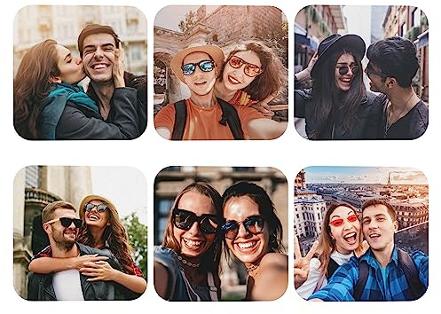 Personalisierte Foto-Untersetzer aus PVC-Leder, Bierdeckel mit eigenem Bild und Text, Abwaschbare Getränkeuntersetzer Selbst Gestalten, Geschenk für Geburtstag Hochzeit Familie (Quadratisch, 6er Set)