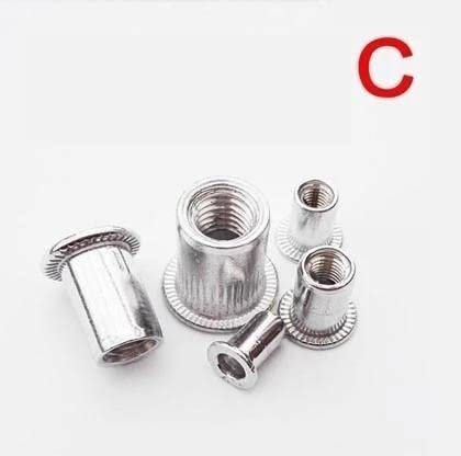 LXURY 10/20 Stück M3 M4 M5 M6 M8 304 Edelstahl Kohlenstoffstahl Aluminium Flachkopf Blindnietmutter Einsatz Rivnut Nutsert for Schraubbolzen (Color : Aluminum C, Size : 10pcs M12)