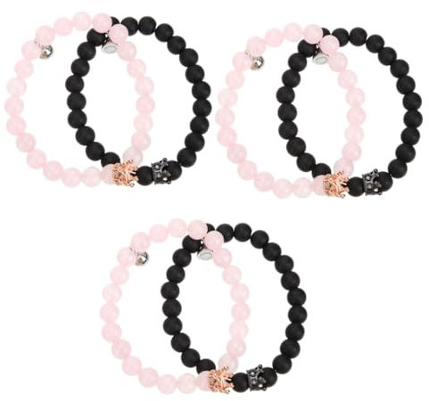 PACKOVE 3 Paare Liebhaber Armband Männer magnetisch für Paare Paar Abstand Magnetarmband passendes Armband Paar Armband Perlenarmbänder Zirkon Zubehör Schmuck Legierung