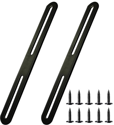 Staffe Piatte Forate 215 x 24mm Piastra Giunzione Piatta Nero Staffa Piatta Forata Acciaio Inox per Fissaggio Mensola Supporto Mobili 2CS (2, 215*24mm)