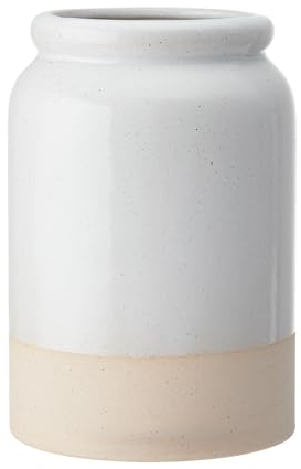 KitchenCraft Idilica Stoneware Utensil Holder, Cream, 18cm