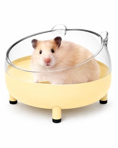 Meow&Woof Hamster Sandbad, Sandbad Hamster, WC, Hamster Zubehör Für Rennmaus, Winziger Chinchilla-Staub-Badewanne, Sandbadewanne Für Hamsterkäfig-Zubehör, 16.5 cm, Gelb