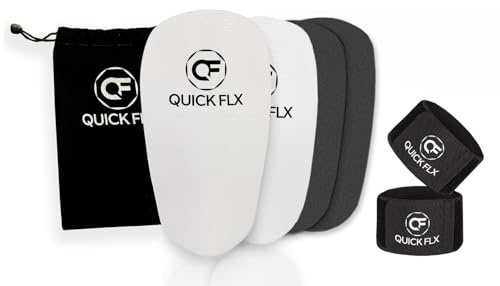QUICKFLX Profi Schienbeinschoner – Zuschneidbar & Anpassbar – Ultraleichte & Dünne Mini Schienbeinschützer für Herren, Damen & Kinder – Inkl. verstellbarem Tape – Schwarz