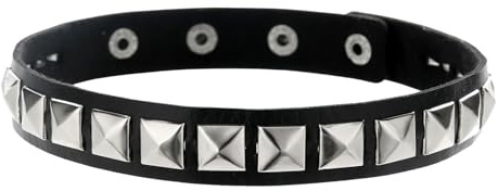 Pulsera de cuero punk con tachuelas retro, color negro, collar humano, collar gótico de los años 80, accesorios emo, ajustable, para Halloween, fiesta, escenario, actuaciones, cosplay, mujeres y
