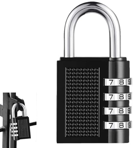 Cadenas à 4 chiffres – Cadenas à anse longue étanche | Combinaison étanche pour casier de gym, barrière de clôture, boîte à outils, casier à moraillon pour employés