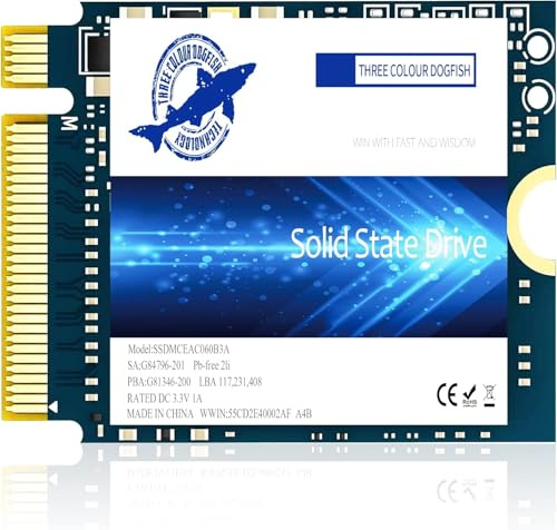 Dogfish M.2 2230 SSD 2TB NVMe PCIe 4.0 3D TLC NAND Gaming Unidad interna de estado sólido compatible con Steam Deck PS5 Surface Pro Laptop Desktop (2 TB)