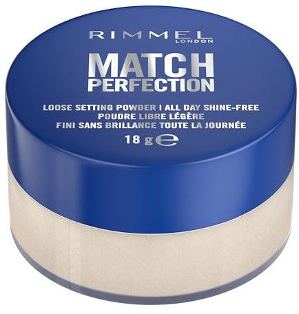 Rimmel Match Perfection Loose Setting Powder, 001 Translucent, Lightweight & Breathable, Matte Finish, Vegan-Friendly Makeup, 18g