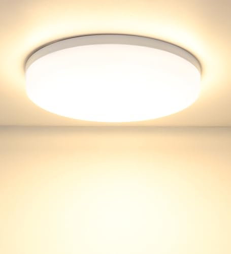 Kambo Lampada da Soffitto LED Luce Rotonda 48W Plafoniera LED Moderno ∅30cm IP44 Bianco Caldo 3000K 4320LM per Bagno Cucina Camera da letto Sala Soggiorno Corridoio Ufficio Cantina