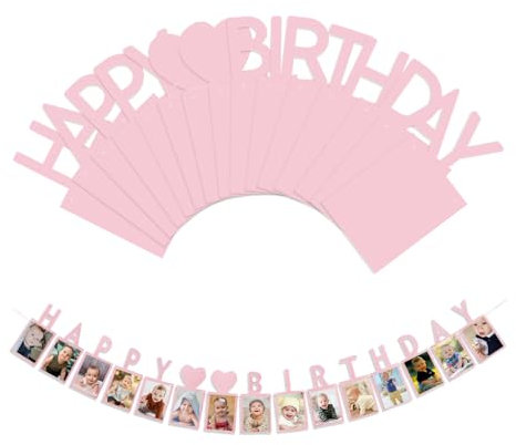 GIDWRIY Fotogirlande 1. Geburtstag,Girlande Baby 1 Jahr,Foto Banner Geburtstag,Baby Meilenstein Girlande,12 Monate Girlande Baby,Foto Hängende Wanddekoration,Baby Ersten Geburtstag Girlande für Party