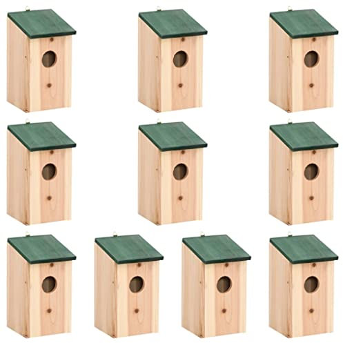 Casa e giardino, decorazione, case per uccelli e fauna selvatica, casette per uccelli, casette per uccelli, 10 pezzi in legno massello di abete 12 x 12 x 22 cm