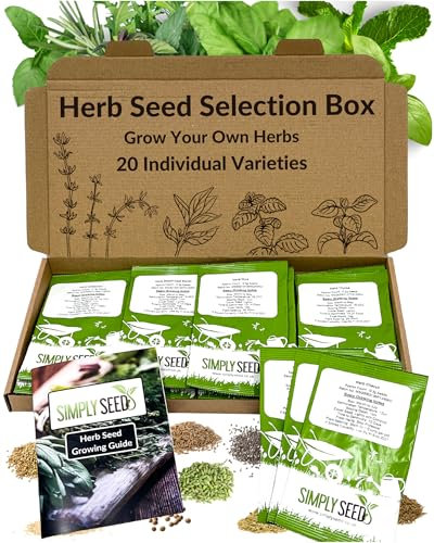 Herb Seed Selection Box - 20 Premium Quality Seed Varieties with High Germination Rate. Natural, Sustainable & GMO Free. with Instruction Booklet, Perfect for Beginners or Experts. Packed in The UK