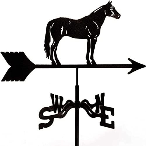 Dark Horse Wetterfahne, 3D-Tier-Metall-Wetterfahne, Dachwetterfahne, Windrichtungsanzeiger, Dachdekorationszubehör für Gartenterrasse, Dachdekoration