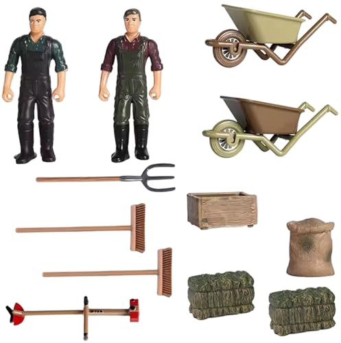 Pesoncarl Toys de la Ferme 12pcs / Set Simulation réaliste Fermier des Figurines Figurines Miniatures britains de la Ferme