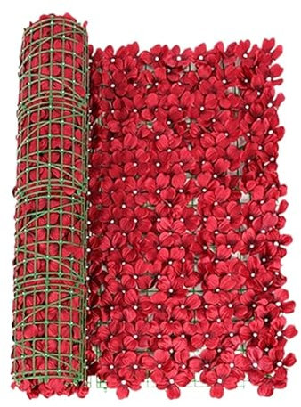 Künstlicher Zaun, Blätter, Balkonschutz, Gartenzaun, Simulationspflanze, Kirschbaum, Geländer, Dekoration (Rot, 50 x 1 m)