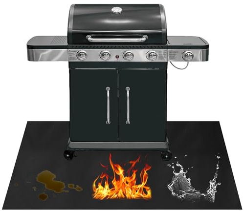 Stuoie per Barbecue da Esterno, 120×100cm Pavimento Resistente al Fuoco, Tappeto BBQ Grande, Tappetini Ignifugo alta Temperatura Silicone, per il Pavimento per Stufa, Camino, Barbecue e Griglia