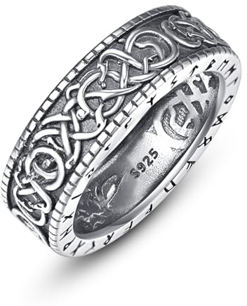 ADMETUS Wikinger Ringe Herren 925 Silber Nordische Ring Wikinger Schmuck Geschenke für Herren Männer Ringe Größe 62