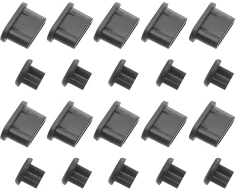 LIGIGWASH Set 10 Paia Tappi Antipolvere Type-c e Jack 3,5 Mm per Cuffie, Protezione Porta Ricarica e Audio, Morbidi e Facili da Installare, Compatibili Smartphone e Laptop, Colore Nero