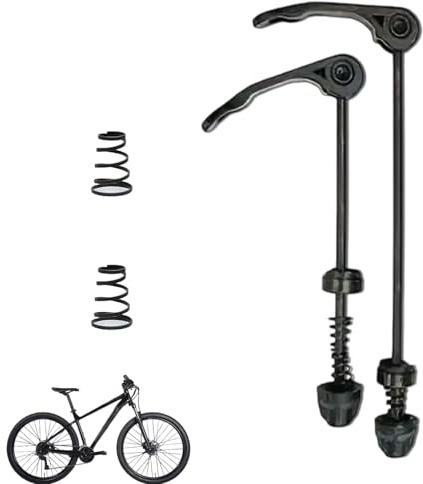 XIYING 2 Pcs Quick Release Skewer And 2 Spare Springs, Bike Axle Wheel Nuts, Front and Rear Wheel Hub Skewer Set for Road Mountain - Black