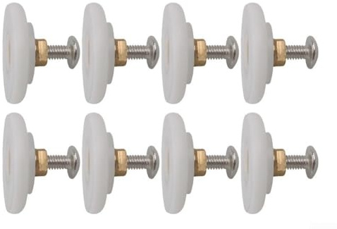 8pcs Replacement Shower Door Rollers 26mm Diameter for 3-6mm Glass Doors, Nylon Brass Ball Bearing Wheels with Anti-Rust and Load-Bearing Capacity