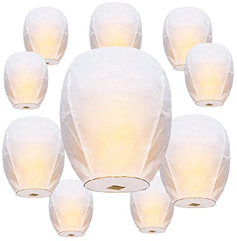 Sky Lanterns 10-Pack Chinese Memorial Lanterns to Release in Sky, Biodegradable for Festivals, Wishes, Memorials, Funerals, Birthdays & Parties – Ships from The USA