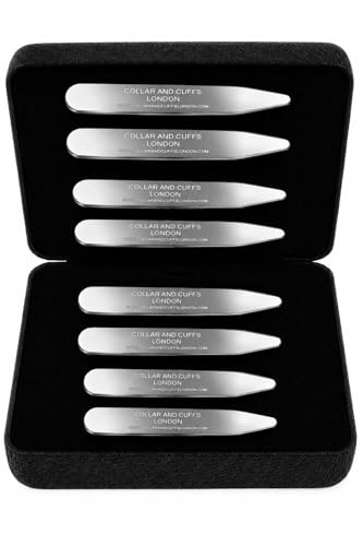 COLLAR AND CUFFS LONDON - Collar Stays for Men 8 Piece Stainless Steel