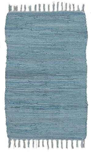 ABC Italia Italia Fleckerlteppich Läufer Reine Baumwolle 30C In Waschmaschine Waschbar , Größe:50 x 80 cm, Blau