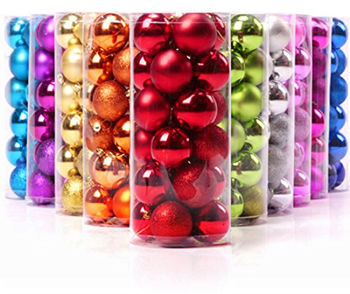Keysui 24 Weihnachtskugeln changierend glänzend glitzernd matt Christbaumschmuck bis Ø 6 cm Baumschmuck Weihnachten Deko Anhänger Silber