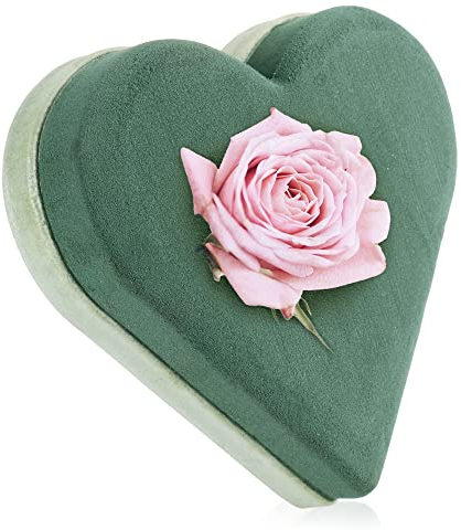 com-four® Steckmasse für Blumengestecke in Herzform - Steckschaum für Frischblumen - Steckschwamm zum Basteln für Hochzeit, Ostern und Geburtstag - Steckschaum-Herz (01 Stück - Herz)