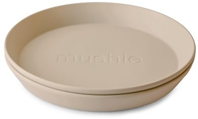 mushie Platos Redondos para Niños | Set de 2 | Reutilizables libres de BPA | Aptos para lavavajillas y microondas | Fabricados en Dinamarca | Vanilla
