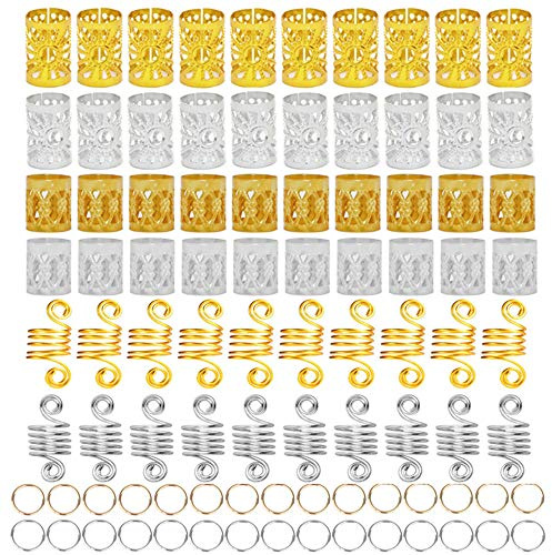 Homo Trends 90 Pcs Hair Jewelry Rings Clips Aluminum Dreadlocks Adjustable Metal Hair Bread Cuff for Braids Hair Accessories