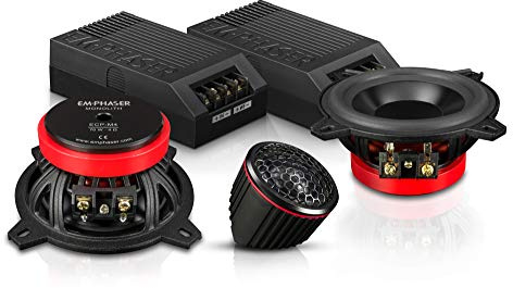 EMPHASER ECP-M4 – 10 cm 2-Wege Komponentensystem, 70 W Auto Lautsprecher | Klangstarkes 4 Zoll Soundsystem für PKWs & Wohnmobile, mit 25 mm Gewebehochtöner und separater Frequenzweiche, 1 Paar
