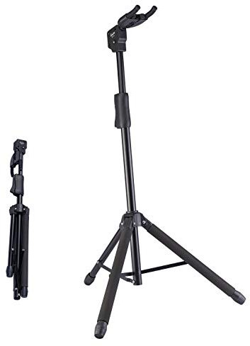 GUITTO Gitarrenständer - Universeller tragbarer Gitarrenständer verstellbar, zusammenklappbarer Hängeständer für akustische, klassische, elektrische Gitarren und Bass GGS-06