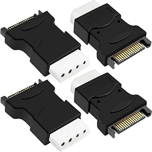 Xiatiaosann SATA 15 stift till Molex 4-stifts IDE-adapter, LP4 hona till SATA-hane för hårddisk HDD IDE ström till SATA-kabel omvandlarkontakt, 4 st