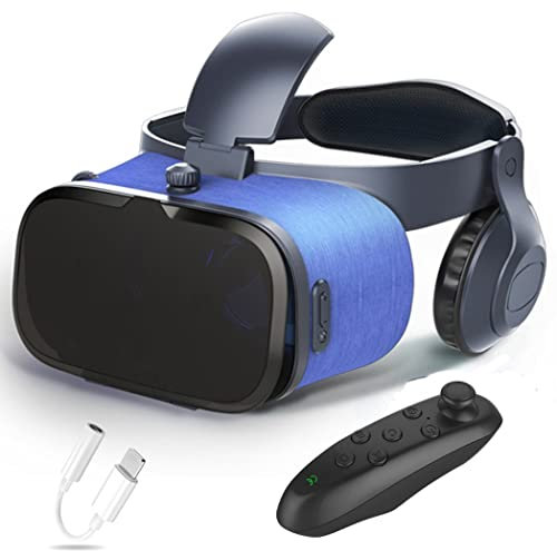 JYMYGS Gafas de Realidad Virtual, 3D VR Gafas con Controlador Bluetooth para Juegos Visión Panorámico VR Glasses para iPhone 13 Pro Max/13 Pro/13/12/11, para Samsung Galaxy S21, Huawei, Xiaomi